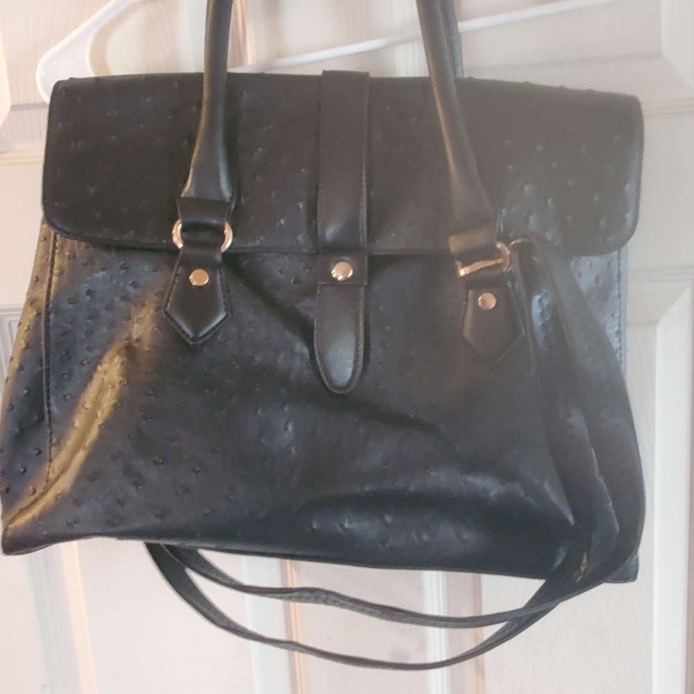 Black printed large purse